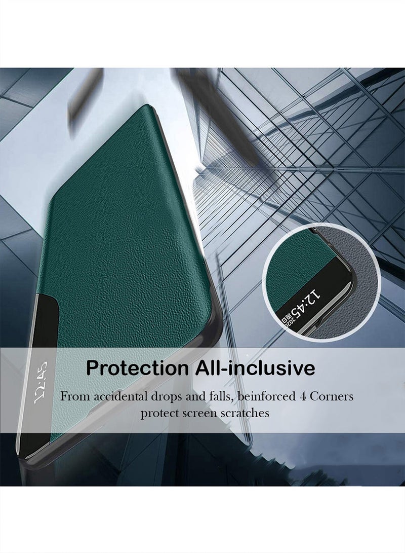 Wtech Samsung Galaxy S25 Ultra 5G 2025 Smart Mirror Window Flip Phone Case Auto Sleep Wake Cover (MCFLSN) - Dark Green - Image 5