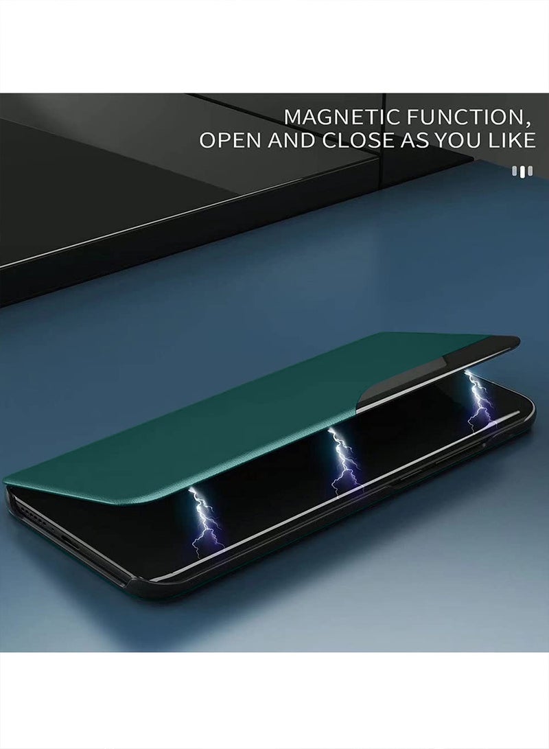 Wtech Samsung Galaxy S25 Ultra 5G 2025 Smart Mirror Window Flip Phone Case Auto Sleep Wake Cover (MCFLSN) - Dark Green - Image 3