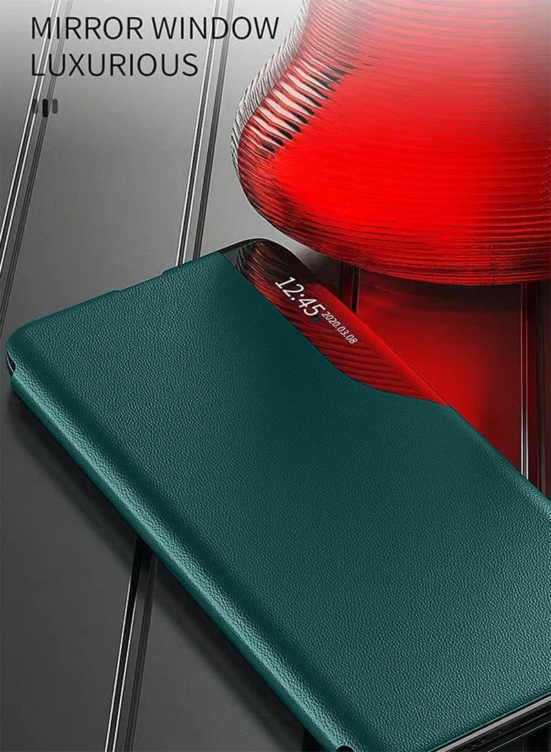 Wtech Samsung Galaxy S25 Ultra 5G 2025 Smart Mirror Window Flip Phone Case Auto Sleep Wake Cover (MCFLSN) - Dark Green - Image 2