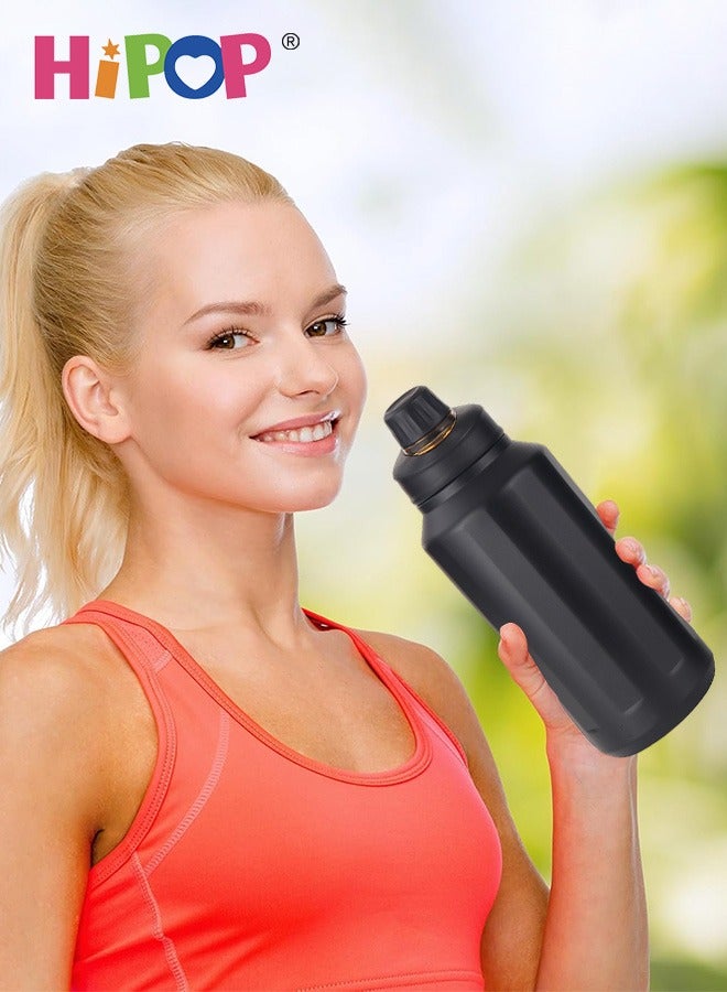 HIPOP Insulated Stainless Steel Water Bottle, with Straw and Dual Drinking Spout, Portable Sports Water Jug with Handle and Leak Proof Lid, Vacuum Metal Thermos Water Cup, for Sports, School, Office - Image 2