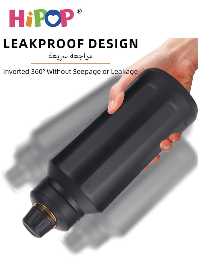 HIPOP Insulated Stainless Steel Water Bottle, with Straw and Dual Drinking Spout, Portable Sports Water Jug with Handle and Leak Proof Lid, Vacuum Metal Thermos Water Cup, for Sports, School, Office - Image 3