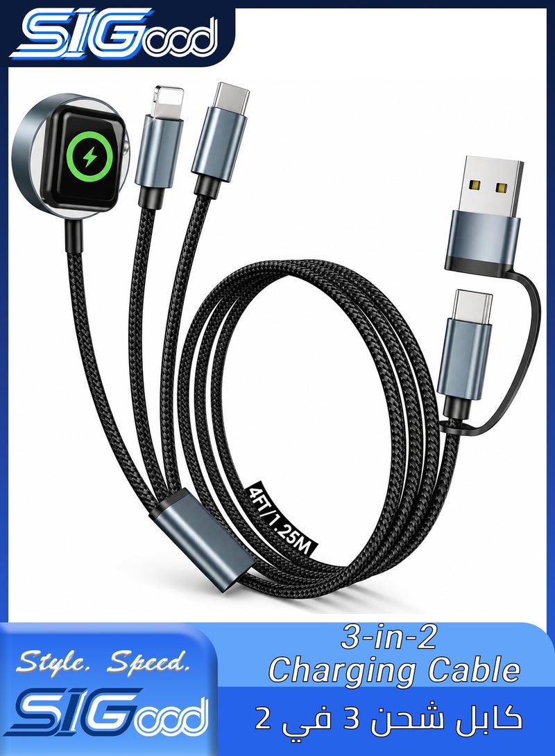 SIGood Charging CableAirplane Travel Essentials 2026,Multi Charging Cable for Apple Watch Charger/iPhone Charger/USB C Charger,Cruise Gadgets RV Essentials for iWatch 10-2/iPhone 17-11/Samsung S25,for Sony PSP Cables-4FT/120CM - Image 1