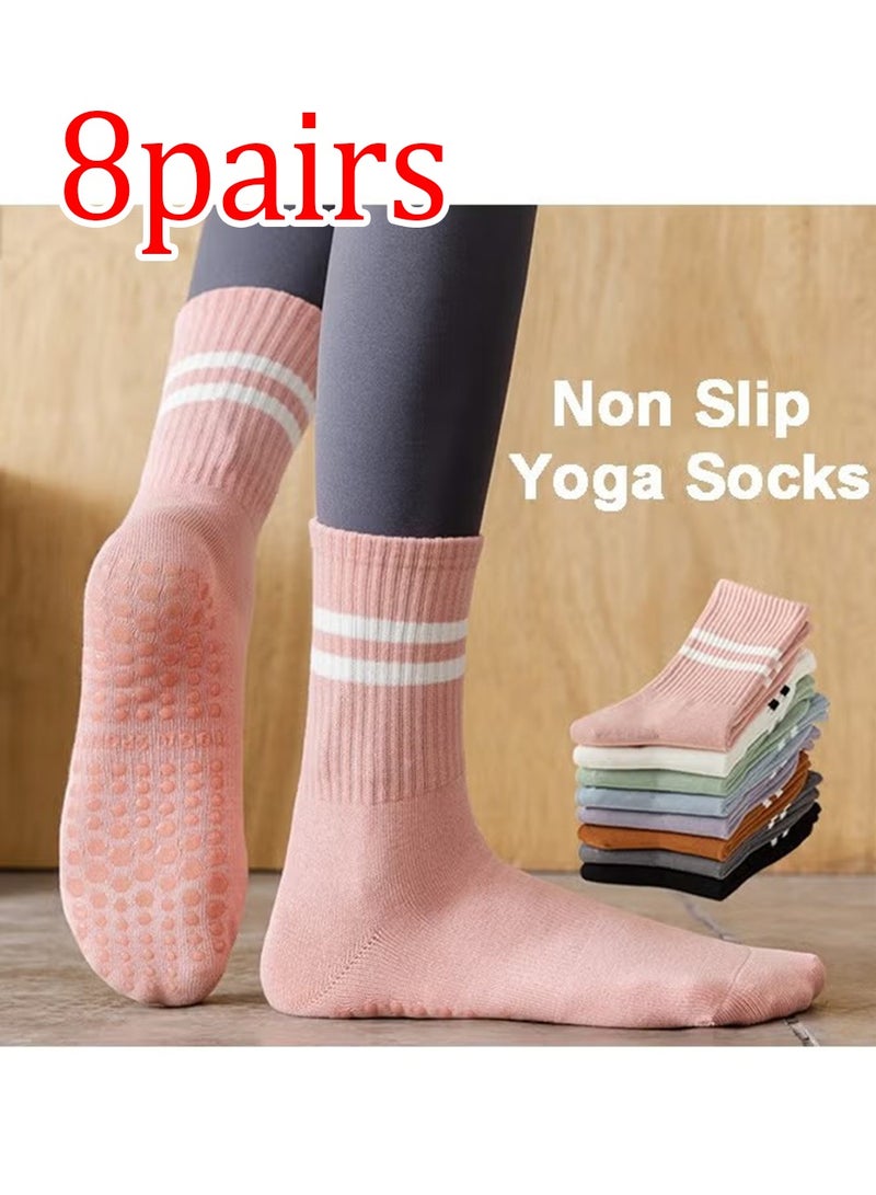 Generic 8 Pairs Non Slip Yoga Socks for Women,Pilates Socks for Barre Ballet Barefoot Workout - Image 1