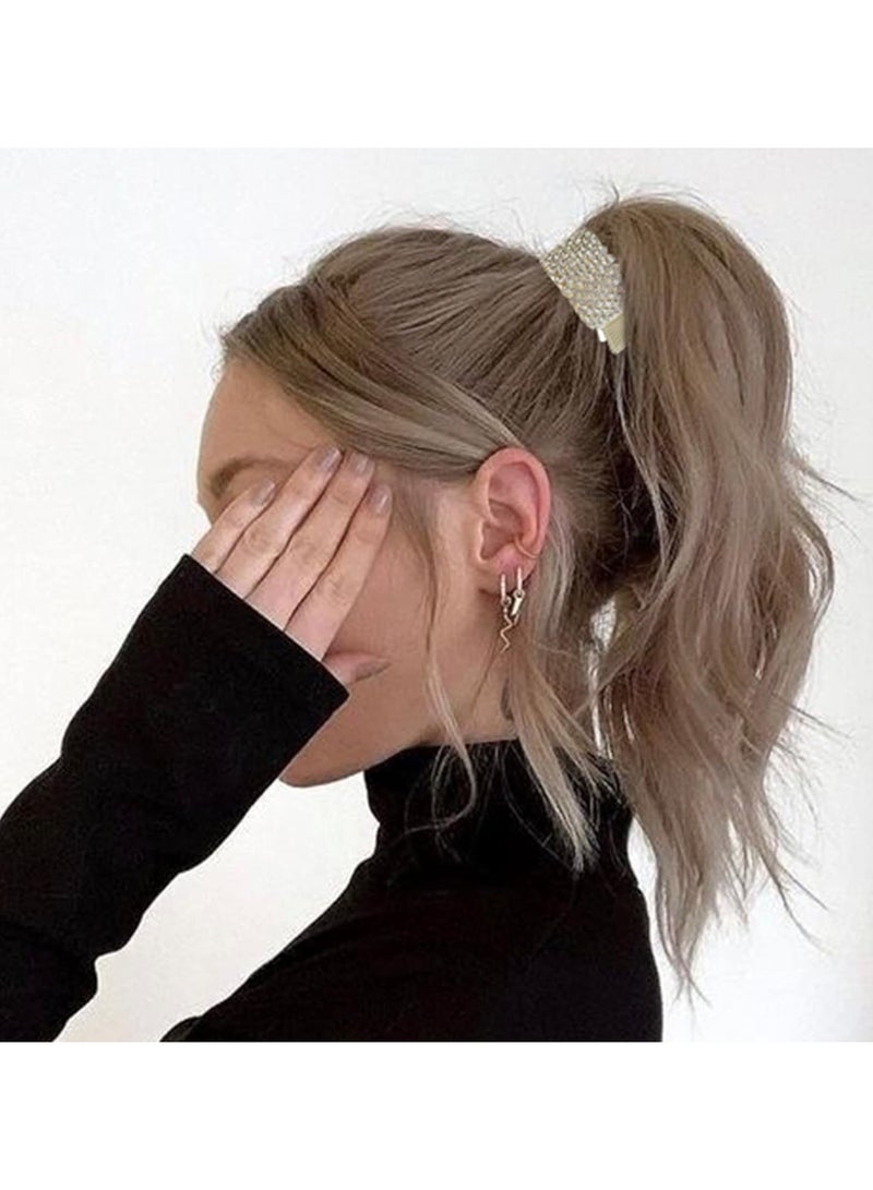 Goolsky مشابك شعر صغيرة بحجم 1.77 بوصة لذيل الحصان العالي، مشابك شعر على شكل سمكة قرش مرصعة بالأحجار الكريمة للنساء ذوات الشعر الطويل والسميك (عبوة من 3) - Image 2