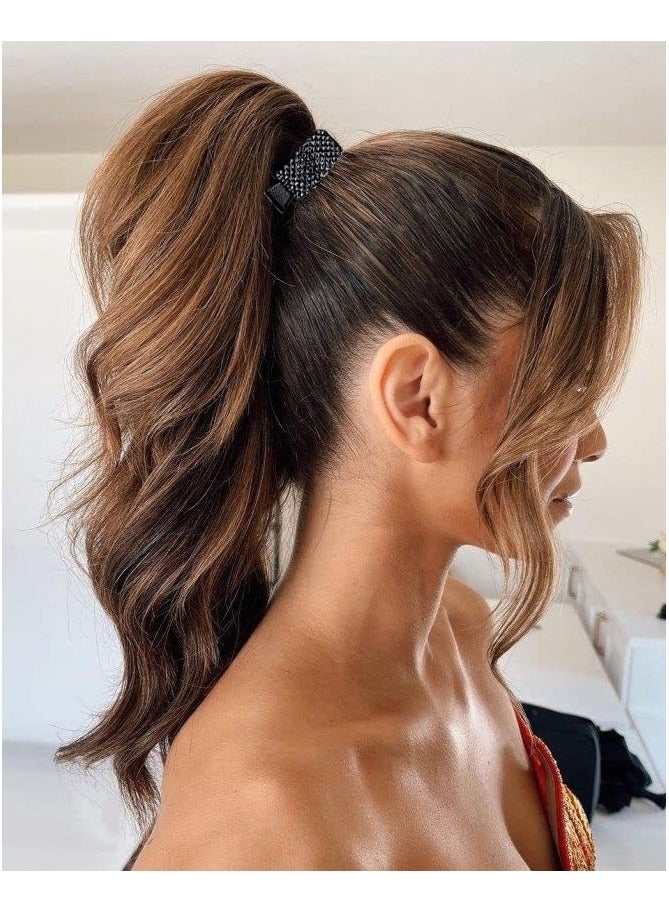 Goolsky مشابك شعر صغيرة بحجم 1.77 بوصة لذيل الحصان العالي، مشابك شعر على شكل سمكة قرش مرصعة بالأحجار الكريمة للنساء ذوات الشعر الطويل والسميك (عبوة من 3) - Image 4