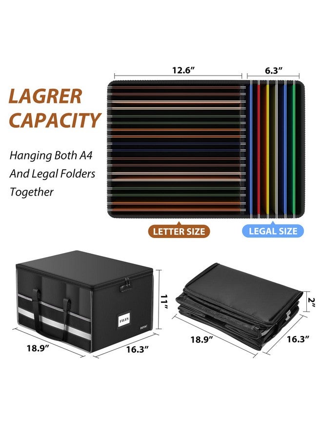 ENGPOW File Box With Lock Fireproof Document Box File Storage Organizer Box With Inserts And Mesh Pocketscollapsible Portable Large Filing Box File Cabinet For Hanging Both Letter And Legal Folders - Image 3