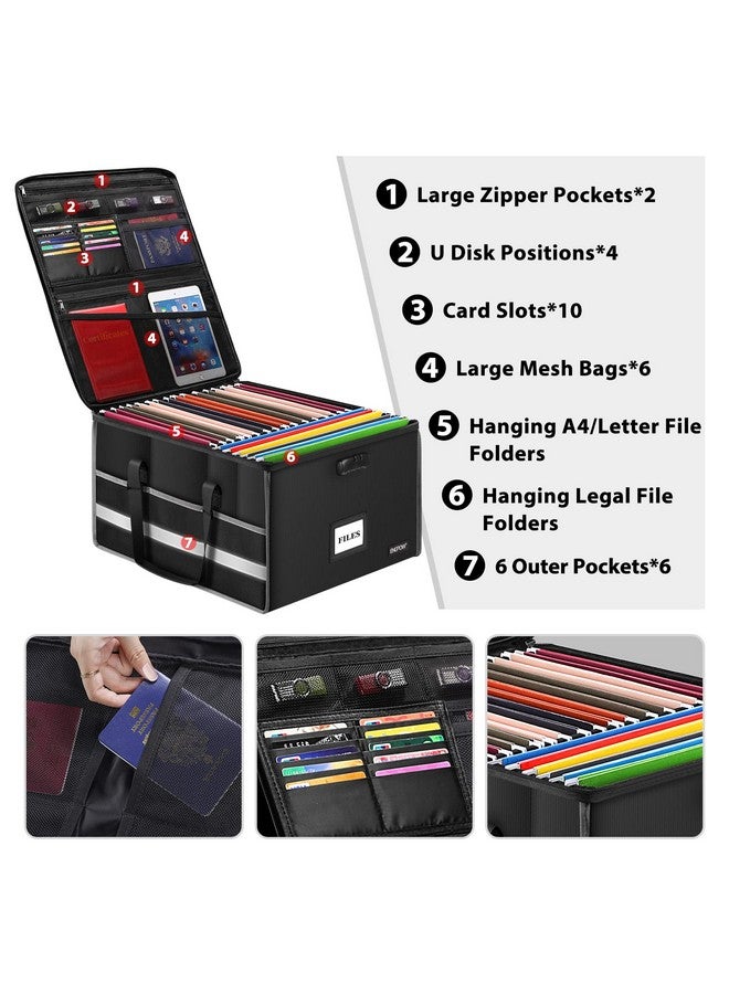 ENGPOW File Box With Lock Fireproof Document Box File Storage Organizer Box With Inserts And Mesh Pocketscollapsible Portable Large Filing Box File Cabinet For Hanging Both Letter And Legal Folders - Image 2