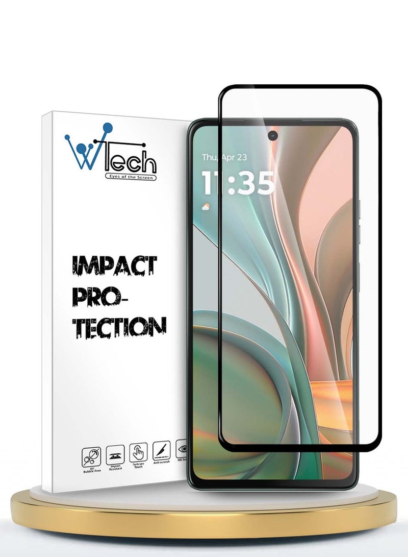 Wtech Motorola Moto G75 5G 2024 Premium E2E Series Full Glue Full Cover Tempered Glass Screen Protector - Clear/Black - Image 1