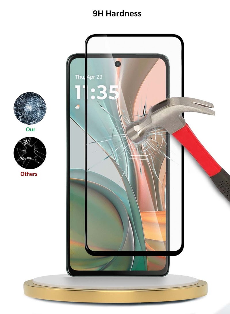 Wtech Motorola Moto G75 5G 2024 Premium E2E Series Full Glue Full Cover Tempered Glass Screen Protector - Clear/Black - Image 3