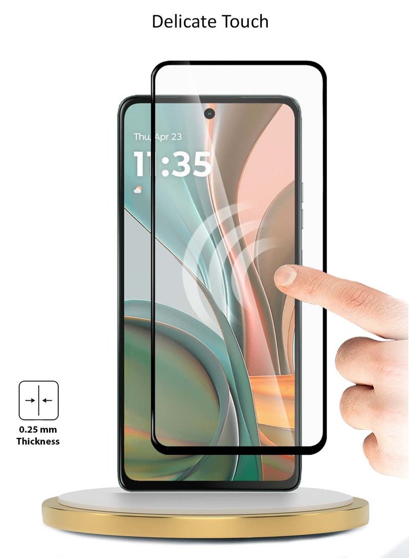 Wtech Motorola Moto G75 5G 2024 Premium E2E Series Full Glue Full Cover Tempered Glass Screen Protector - Clear/Black - Image 4