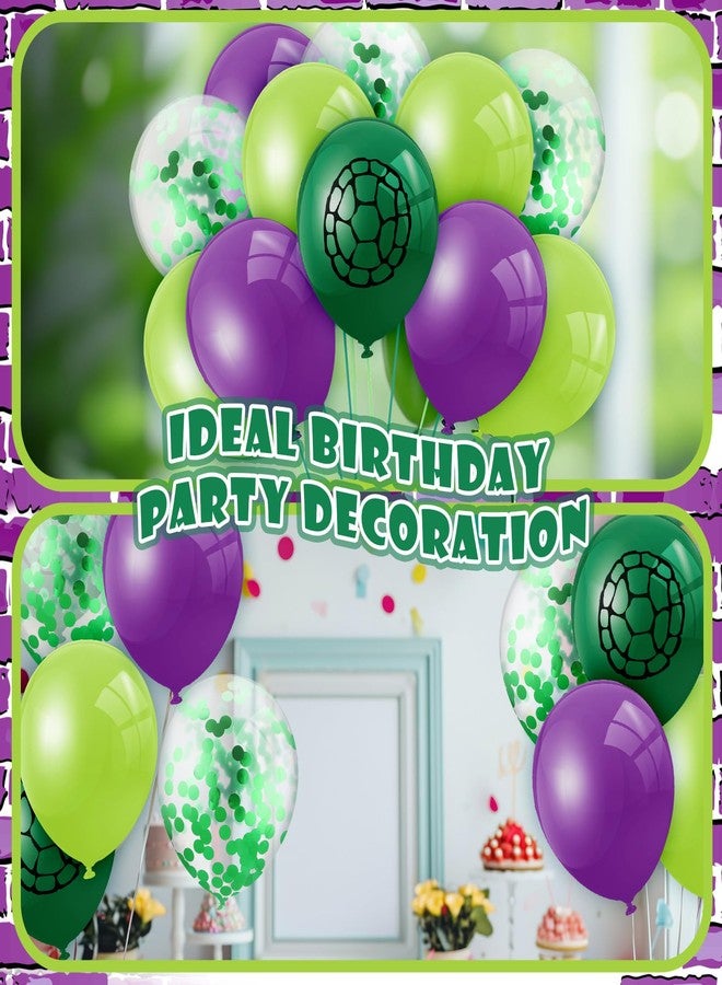 سكايليتي زينة بالونات عيد الميلاد Skylety من 45 قطعة من بالونات سلحفاة كرتونية باللون الأرجواني والأخضر الداكن مطبوعة على شكل سلحفاة لتزيين حفلات أعياد الميلاد - Image 5