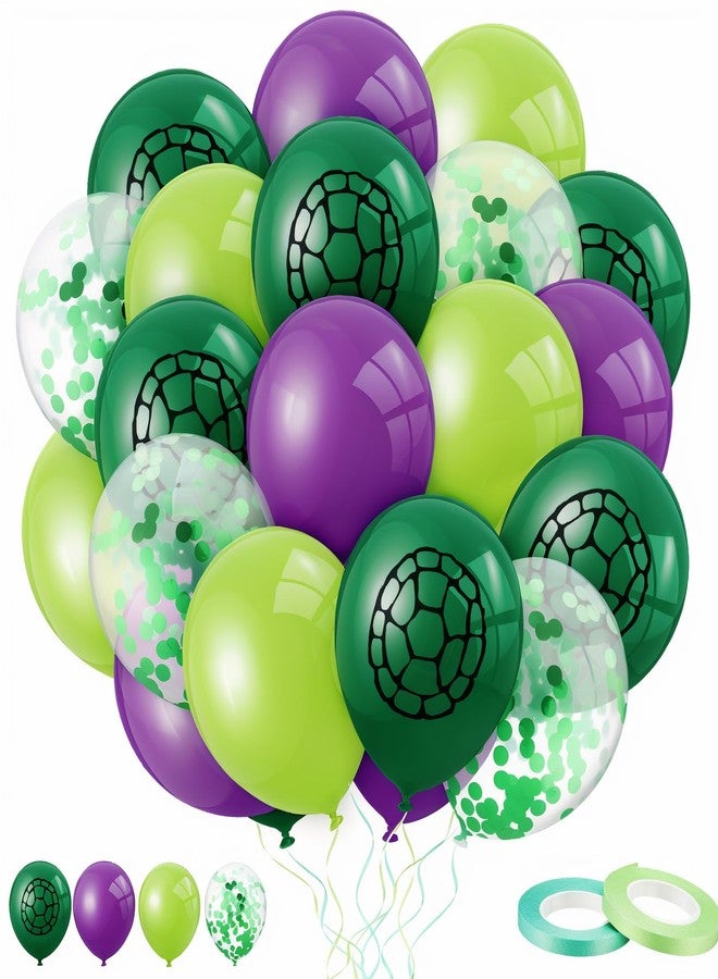 سكايليتي زينة بالونات عيد الميلاد Skylety من 45 قطعة من بالونات سلحفاة كرتونية باللون الأرجواني والأخضر الداكن مطبوعة على شكل سلحفاة لتزيين حفلات أعياد الميلاد - Image 1