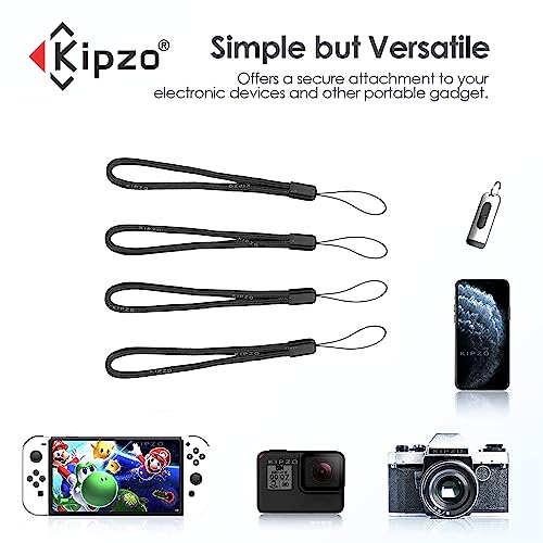 KIPZO® Pack of 4 black hand wrist Strap Lanyard 4 pcs for cell phone Cover case key ring Pen drive Badge Holders Charm grip DIY JEWELLERY Strap nylon braided string rope charms for camera bags - Image 2