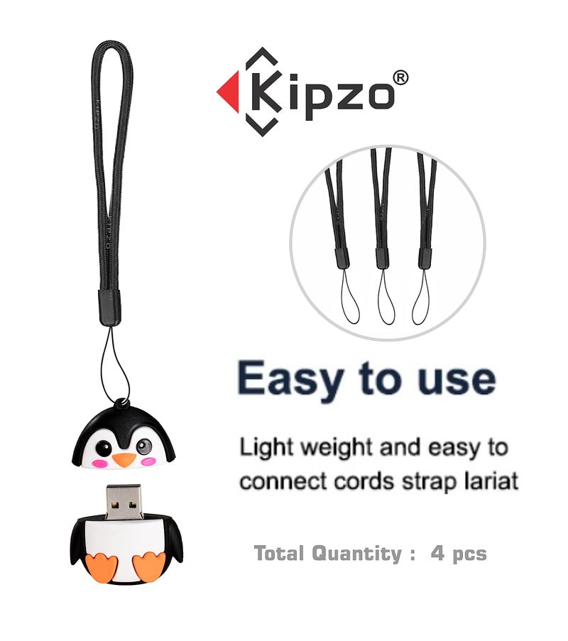 KIPZO® Pack of 4 black hand wrist Strap Lanyard 4 pcs for cell phone Cover case key ring Pen drive Badge Holders Charm grip DIY JEWELLERY Strap nylon braided string rope charms for camera bags - Image 5