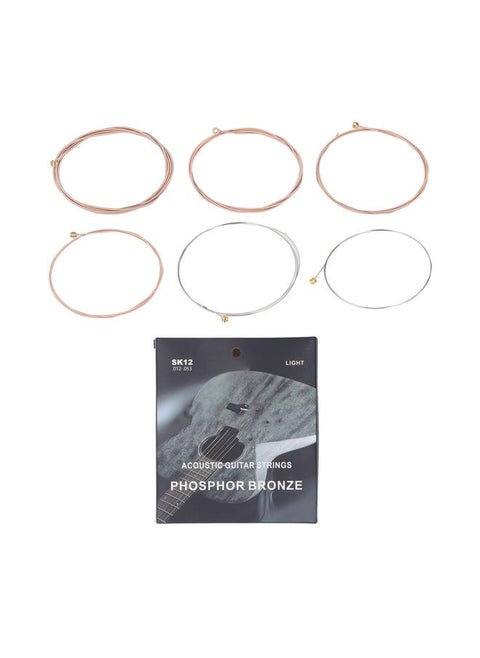 6Pcs Folk Guitar String Hex Alloy Ultra Thin Phosphate Copper Coating Gold Beads Acoustic Guitar String SK12