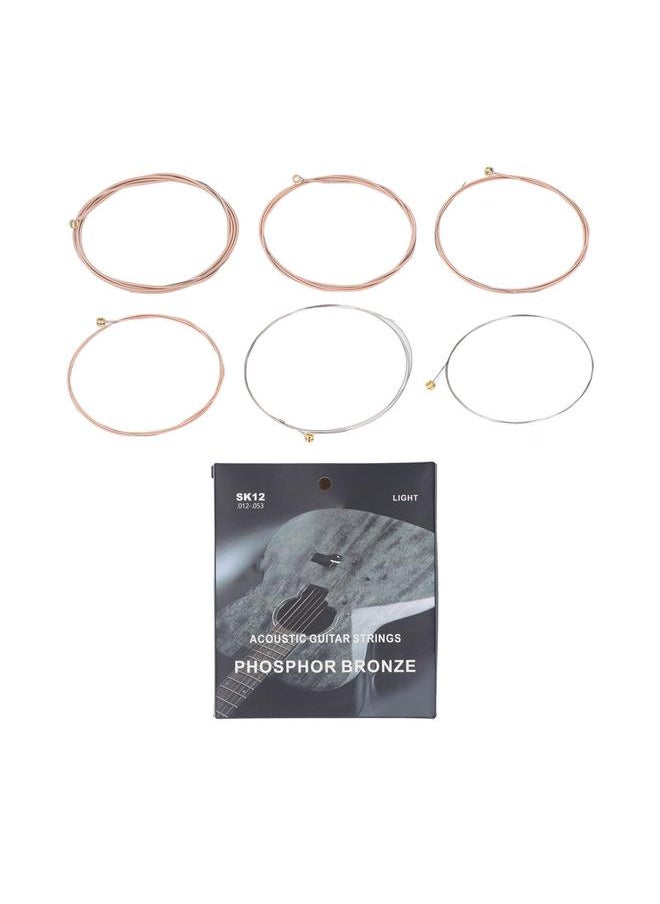 6Pcs Folk Guitar String Hex Alloy Ultra Thin Phosphate Copper Coating Gold Beads Acoustic Guitar String SK12