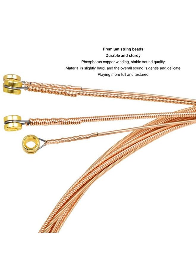 6Pcs Folk Guitar String Hex Alloy Ultra Thin Phosphate Copper Coating Gold Beads Acoustic Guitar String SK12