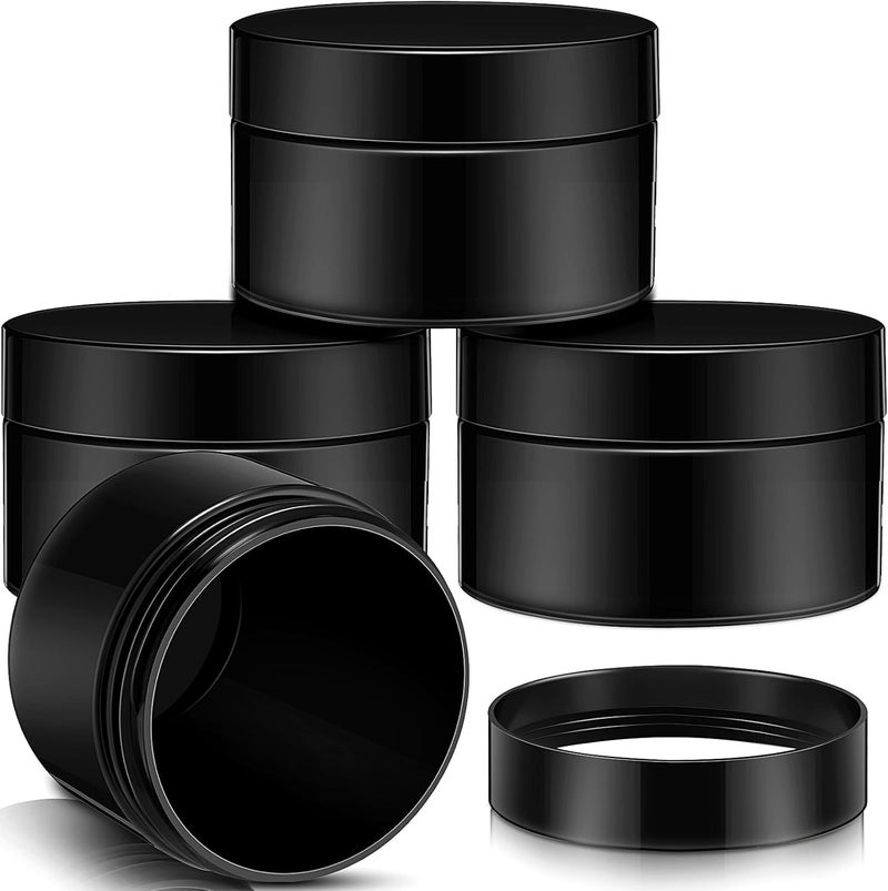 Patelai 4 Pieces Round Wide-mouth Leak Proof Plastic Container Jars with Lids for Travel Storage Makeup Beauty Products Face Creams Oils Salves Ointments DIY Making(1 Ounce,Pure Black) - Image 1