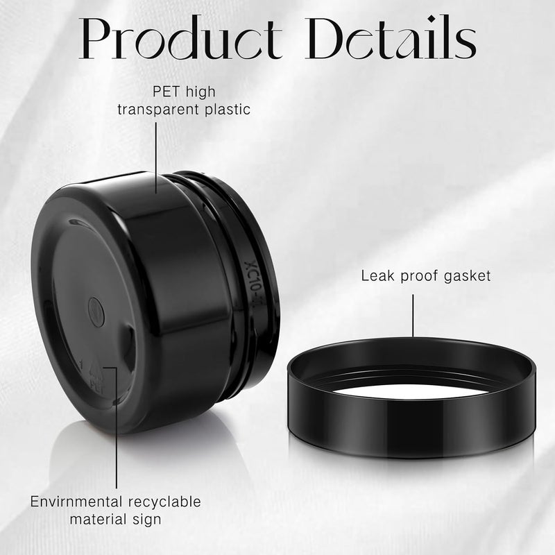 Patelai 4 Pieces Round Wide-mouth Leak Proof Plastic Container Jars with Lids for Travel Storage Makeup Beauty Products Face Creams Oils Salves Ointments DIY Making(1 Ounce,Pure Black) - Image 3