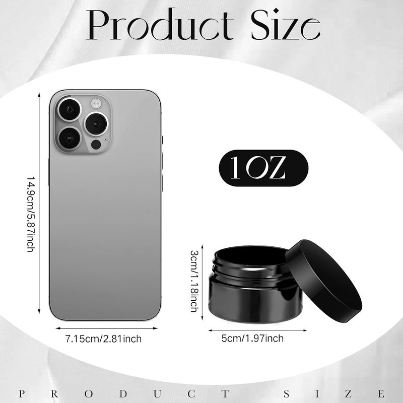 Patelai 4 Pieces Round Wide-mouth Leak Proof Plastic Container Jars with Lids for Travel Storage Makeup Beauty Products Face Creams Oils Salves Ointments DIY Making(1 Ounce,Pure Black) - Image 2