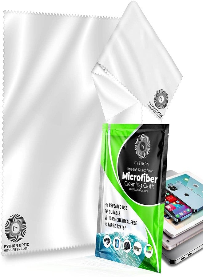 PYTHON OPTIC PRO Optical Cleaning Cloth - Large Outdoor Premium Lens Cloths with Pouch Protects all Cameras Binoculars Spectacles TV Laptops & Electronics - Extra Safe Scratch-Free Cleaning Cloth for - Image 1