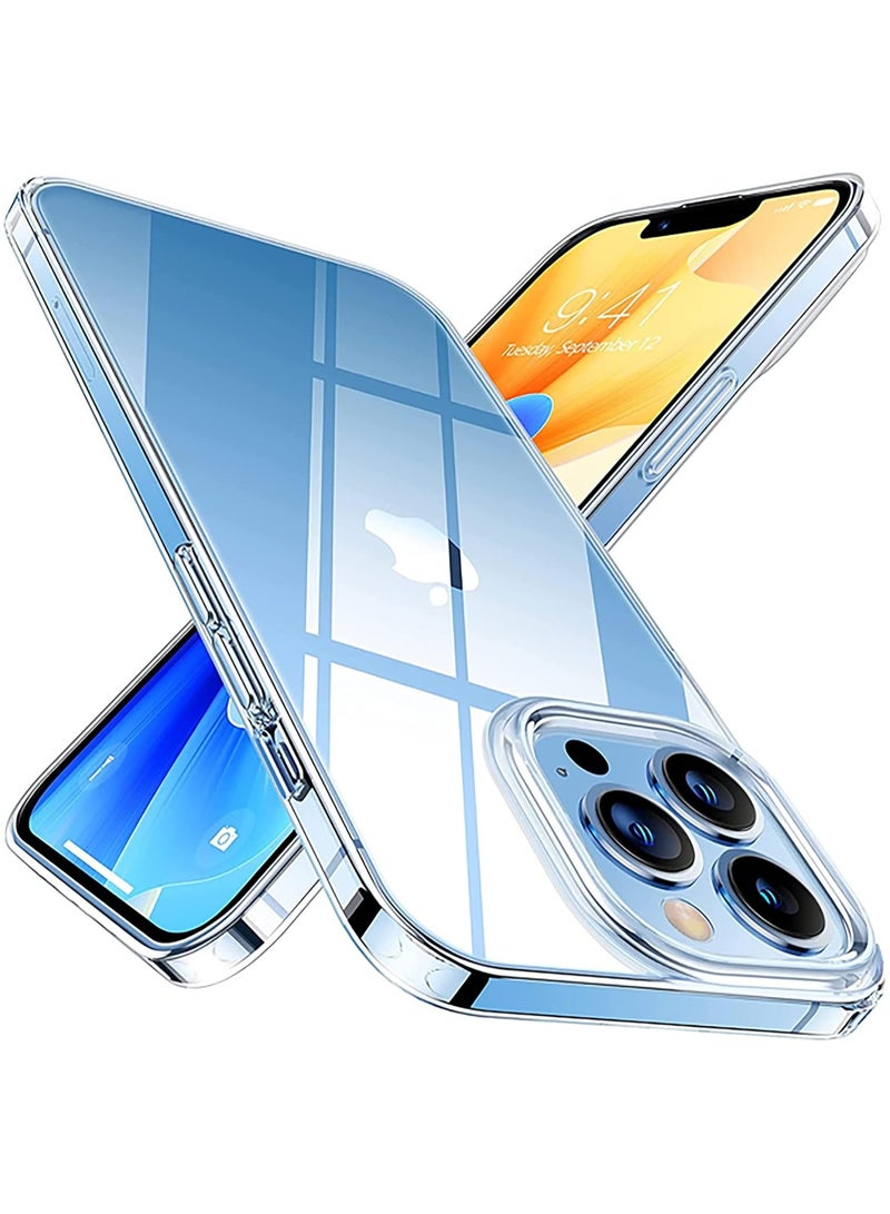 فواتير جراب شفاف مقاوم للصدمات لهاتف iPhone 13 Pro، غير مصفر، حماية من السقوط العسكري 10 أقدام، غطاء هاتف صلب شفاف مع وسائد هوائية بأربع زوايا للحماية من السقوط - Image 2