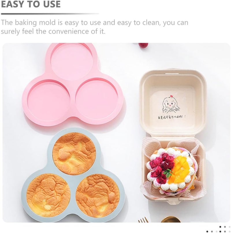 2pcs Silicone Baking Mold Set, Non-stick Muffin and Cake Pans with 3-cylinder Shape, Blue and Pink, Heat Resistant Bakeware for Dessert Making and Home Baking - Image 3