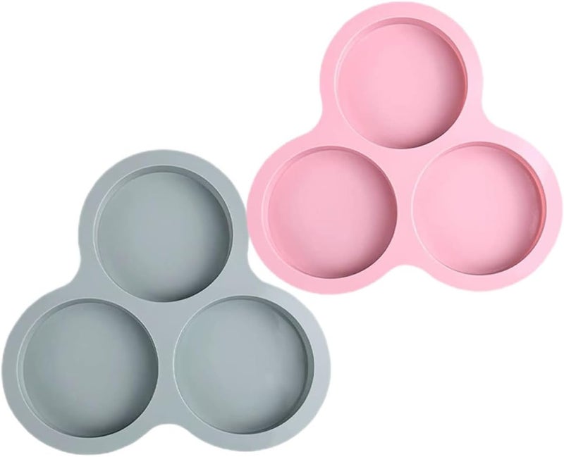 2pcs Silicone Baking Mold Set, Non-stick Muffin and Cake Pans with 3-cylinder Shape, Blue and Pink, Heat Resistant Bakeware for Dessert Making and Home Baking - Image 1