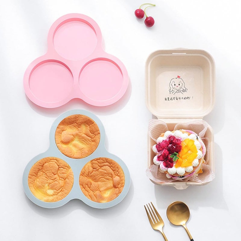 2pcs Silicone Baking Mold Set, Non-stick Muffin and Cake Pans with 3-cylinder Shape, Blue and Pink, Heat Resistant Bakeware for Dessert Making and Home Baking - Image 5