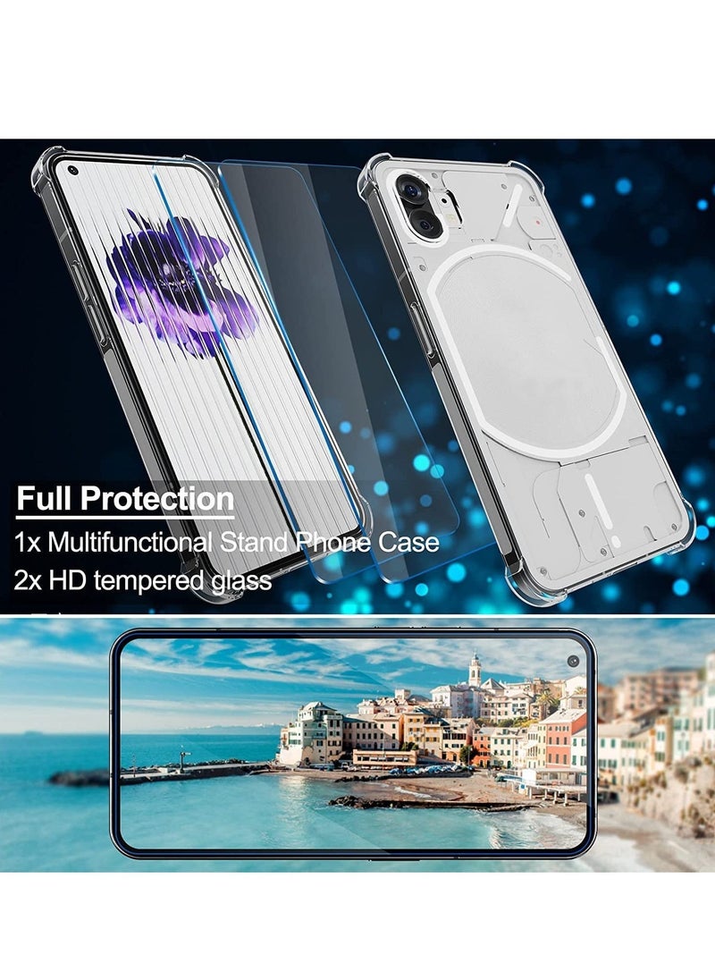 ELTRAZONE Nothing Phone 1 Case with 2 Pack Tempered Glass Screen Protector, Crystal Clear TPU Silicone Case with Airbag Corners, Drop Protection Cover For Nothing Phone 1 - Image 5