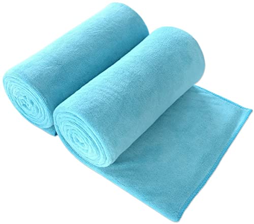 JML Extra Large Bath Towels Microfiber Bath Sheet Towel 2 Pack 35 x 70 Oversized Soft Super Absorbent and Fast Dry for Adult Body Sport Fitness Yoga Aquamarine