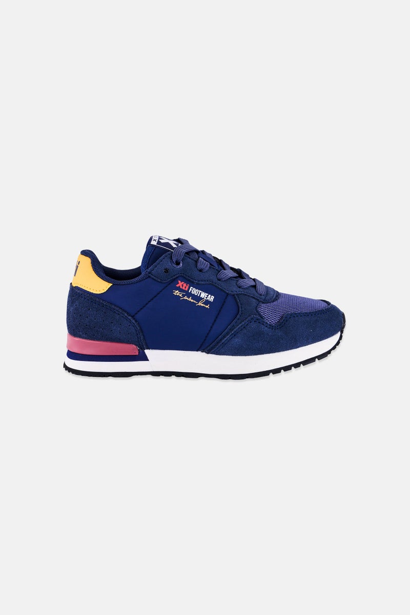 Xti Kids Boy Brand Logo Lace Up Running Shoes, Navy - Image 4
