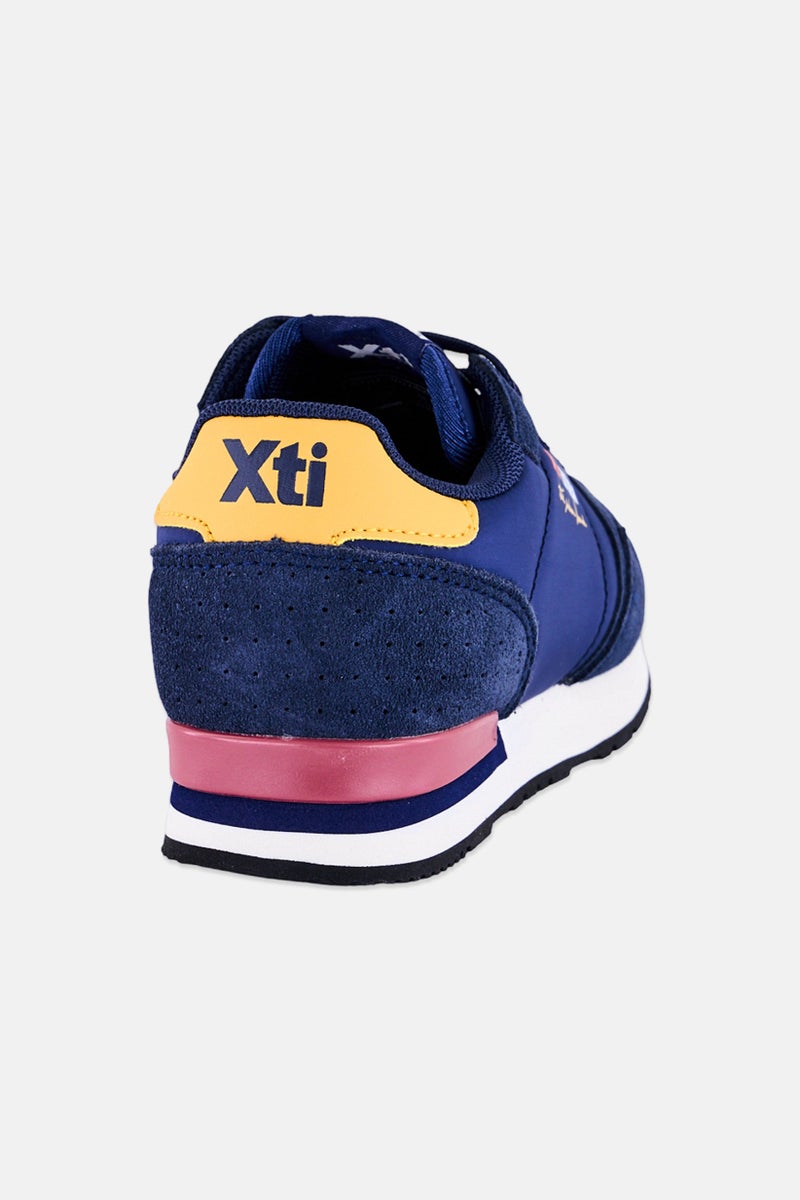 Xti Kids Boy Brand Logo Lace Up Running Shoes, Navy - Image 2