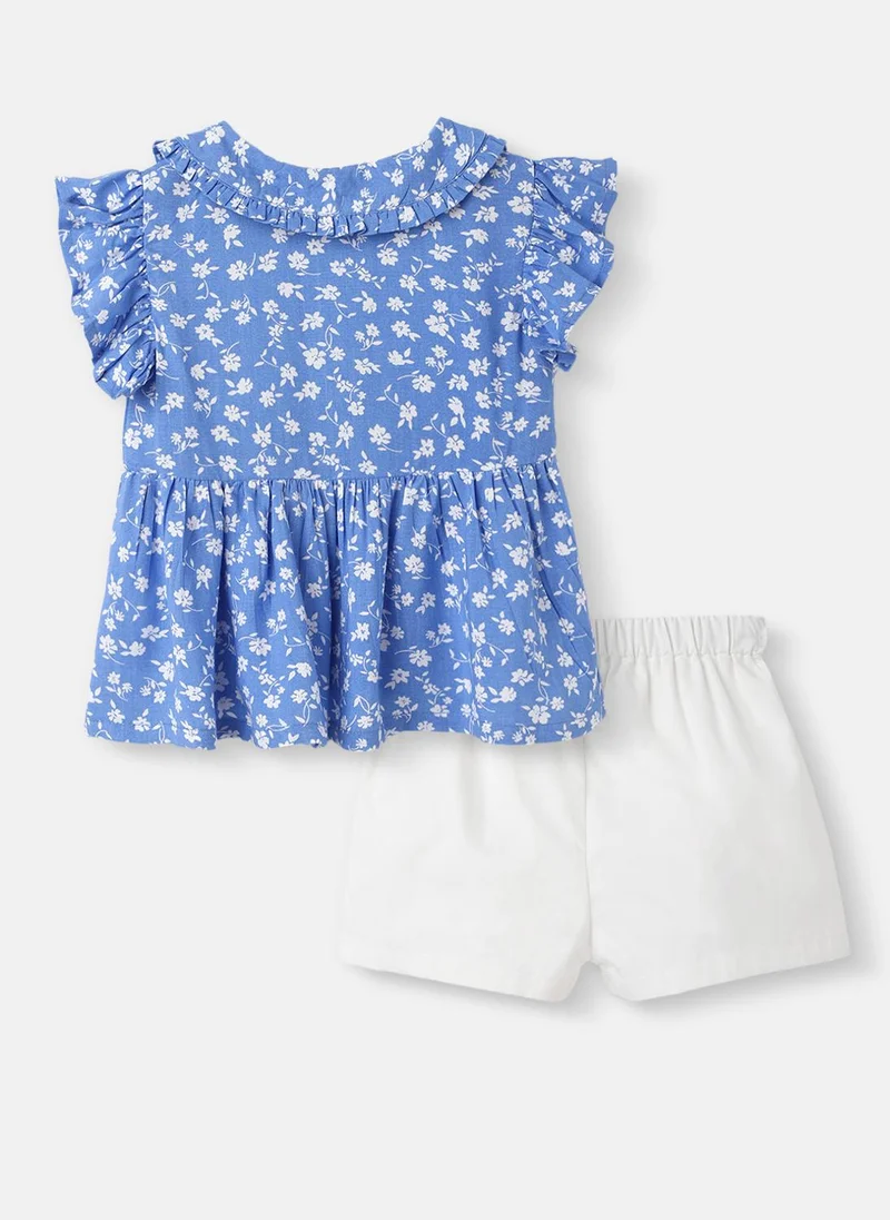 Nautinati Nautinati Girls’ Floral Top with Shorts Set|Cotton| Age 3 - 24 Months