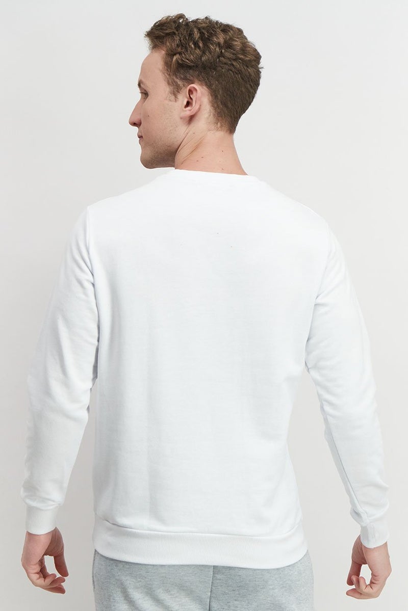 Baldinini Men Crew Neck Brand Logo Long Sleeve Sweatshirt, White - Image 3