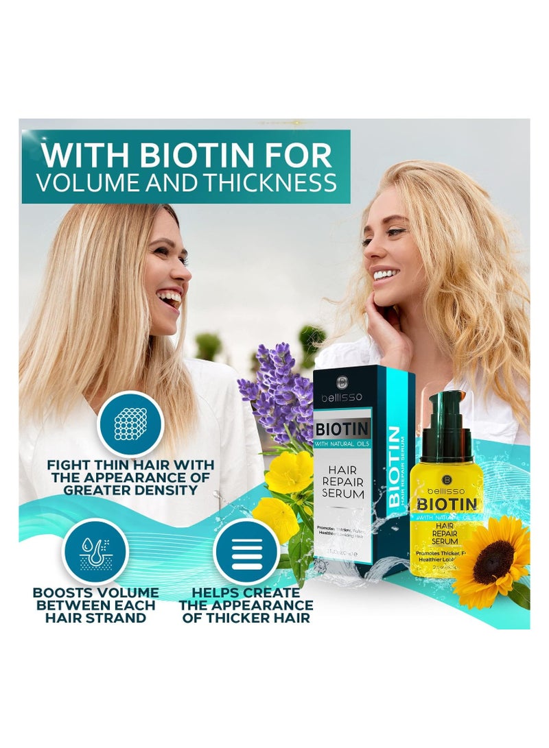 BELLISSO Beliso Biotin Serum for Thickening and Strengthening Hair, a therapeutic tonic for men and women with natural oil - Image 2