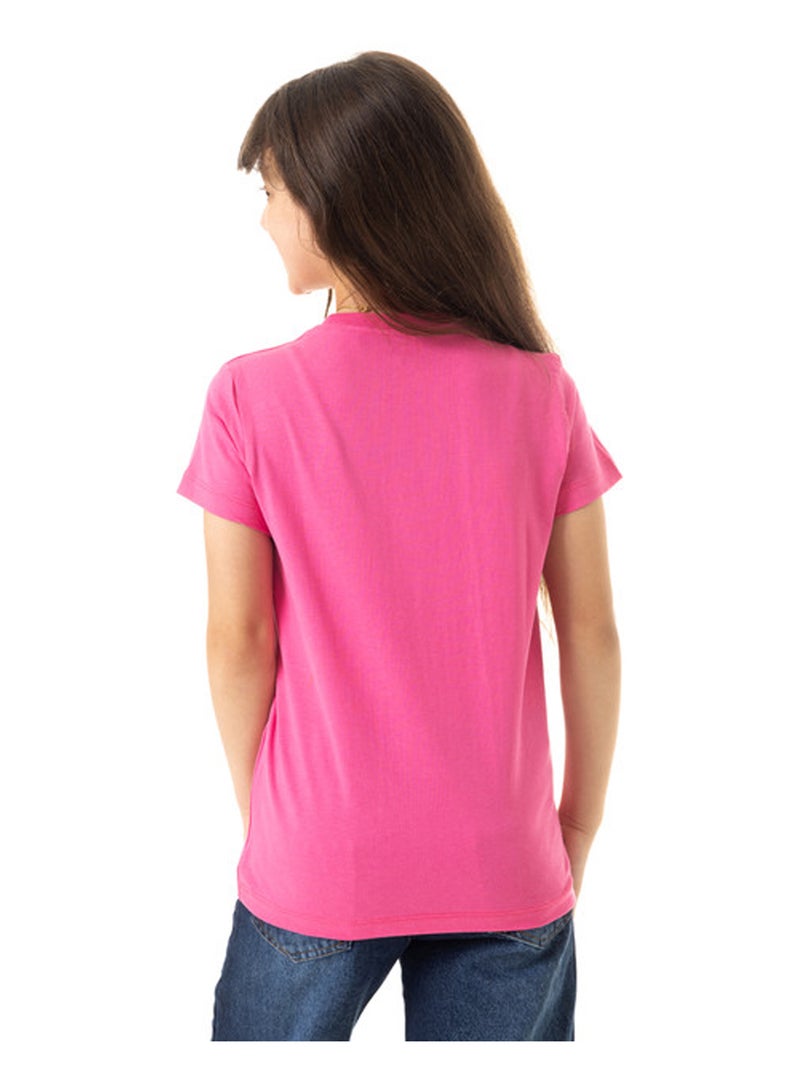 Andora Slip On Printed Trendy Girls T-Shirt - Fuchsia - Image 2
