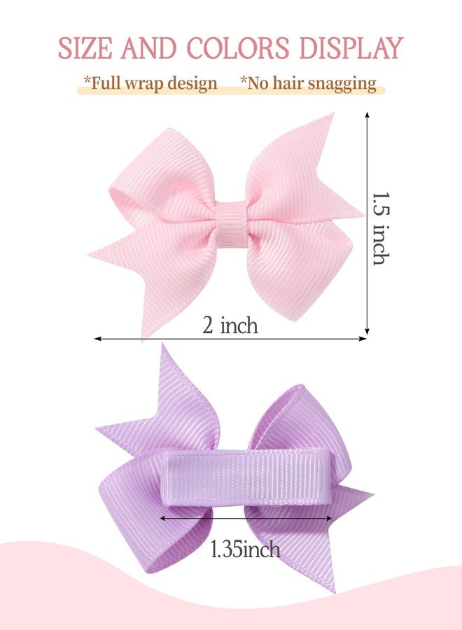 doboi 60PCS 2'' Baby Hair Clips Small Bows Fully Lined Grosgrain Boutique Solid Ribbon Mini Bows for Girls Teens Infants Kids Toddlers Newborn - Image 2