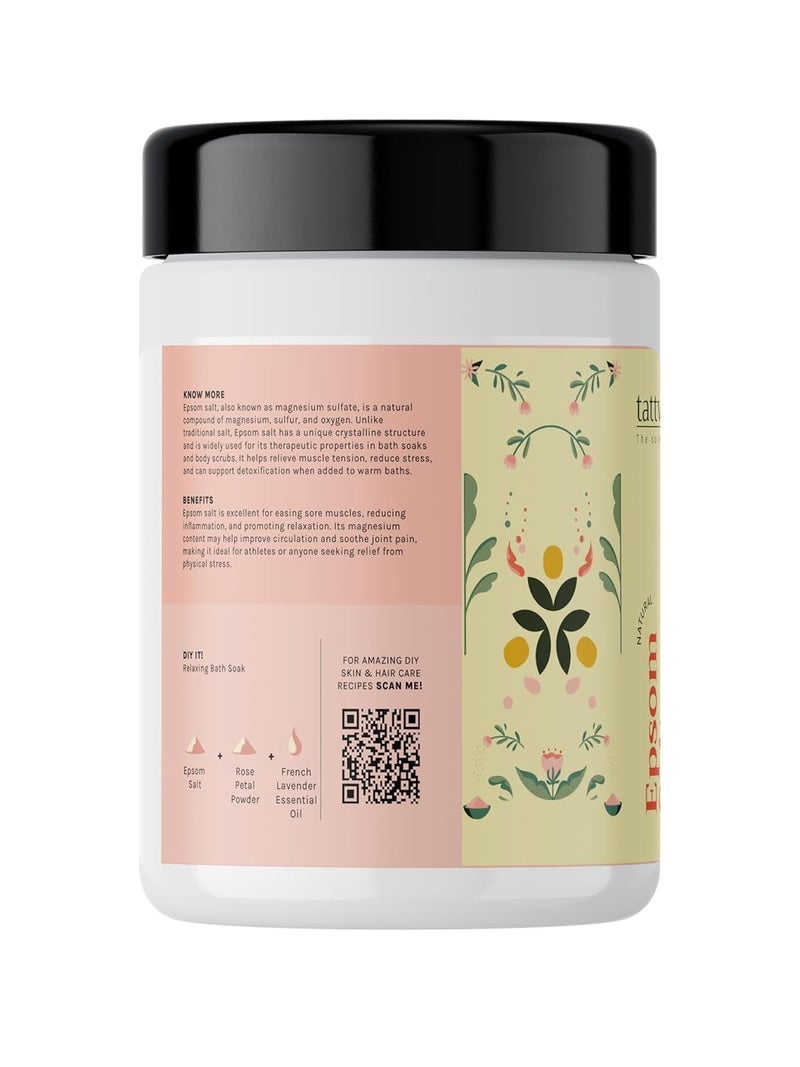 Tattvalogy Pharma Grade Epsom Salt Magnesium Sulphate For Muscle Relief Feet Soak Relieves Aches Pain Gardening Plants Used In Bath and Foot soak Face Cleanser In Glass Jar 900 GM - Image 2