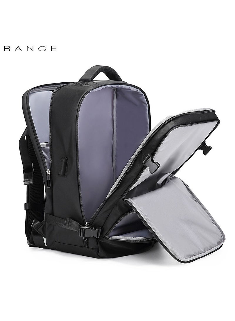 BANGE 1800 polyester unisex travel backpacks laptop waterproof Black - Image 2