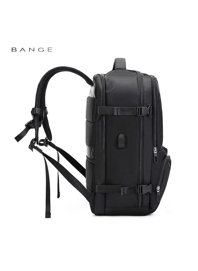 BANGE 1800 polyester unisex travel backpacks laptop waterproof Black - Image 3