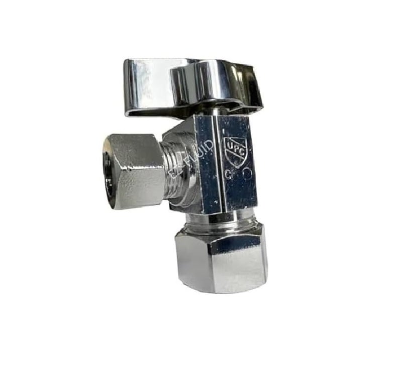 EZ-FLUID (1)EZ-Fluid Heavy Duty 1/2" Nom. (5/8" OD Comp) x 3/8" OD Comp Angle Stop Valve,1/4 Turn Handle,Chrome Brass Water Shut Off Ball Valve For Water Pipes,Bathroom,Kitchen - Image 2