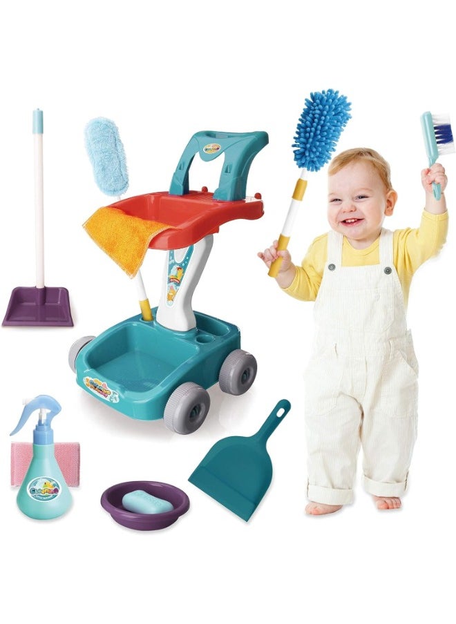 TOY GARDEN 22 PCS Kids Cleaning Set | Pretend Play Housekeeping Cart with Broom, Mop, Spray Bottle & More | Cleaning Supplies Toys for Baby Birthday  - Image 4