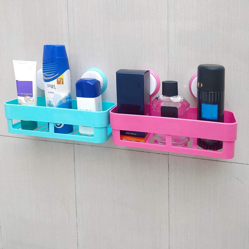POPLEY Plastic Suction Shower Caddy Bathroom Shower Basket Wall Mounted Organizer Shelf for Shampoo Body Wash Conditioner Plastic Shower Rack for Kitchen & Bathroom Drill-Free Removable (Multicolor) - Image 4