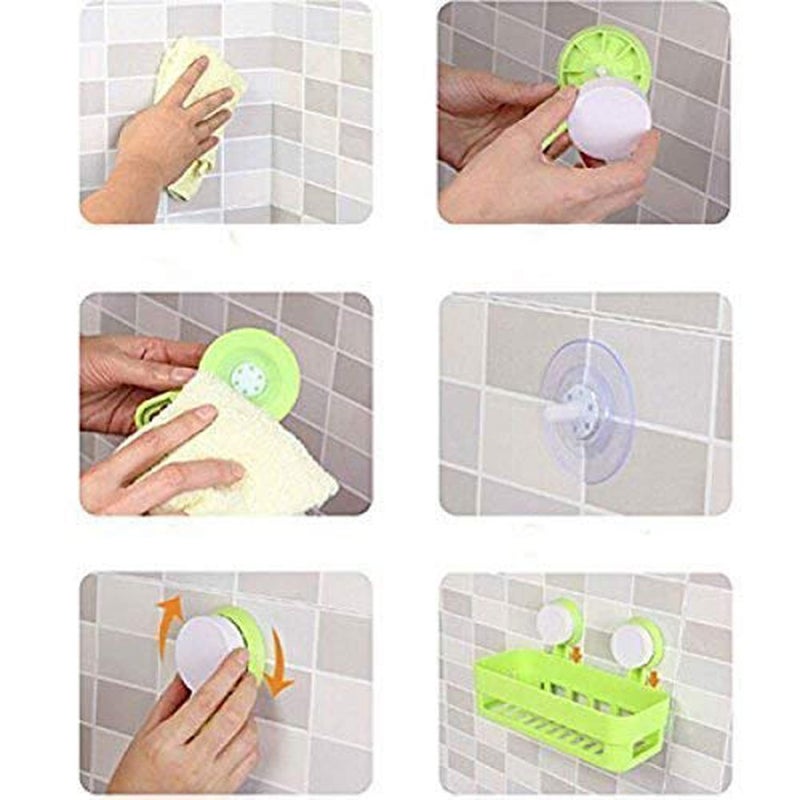 POPLEY Plastic Suction Shower Caddy Bathroom Shower Basket Wall Mounted Organizer Shelf for Shampoo Body Wash Conditioner Plastic Shower Rack for Kitchen & Bathroom Drill-Free Removable (Multicolor) - Image 5