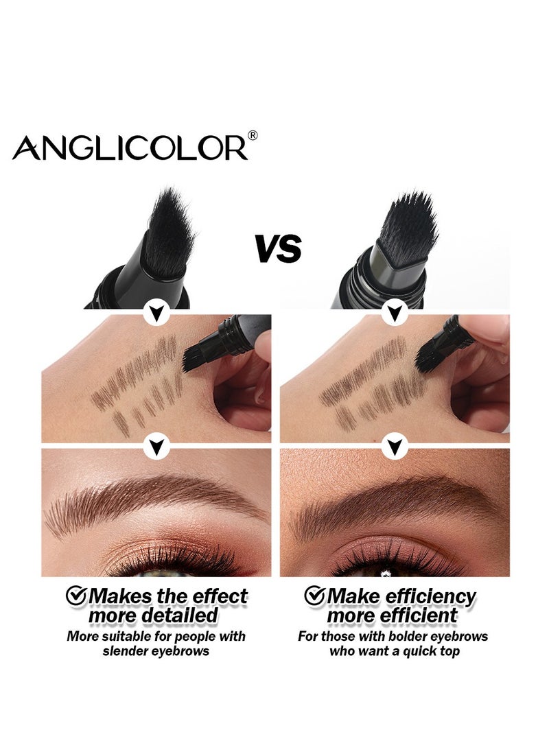 انجلي كولور - قلم حواجب سائل Microblading بفرشاة بزاوية ، ضربات تشبه الشعر لتشكيل وملء طبيعي ، قلم حواجب مقاوم للماء سريع الجفاف يدوم طويلا للمبتدئين (# 02 رمادي داكن) - Image 1