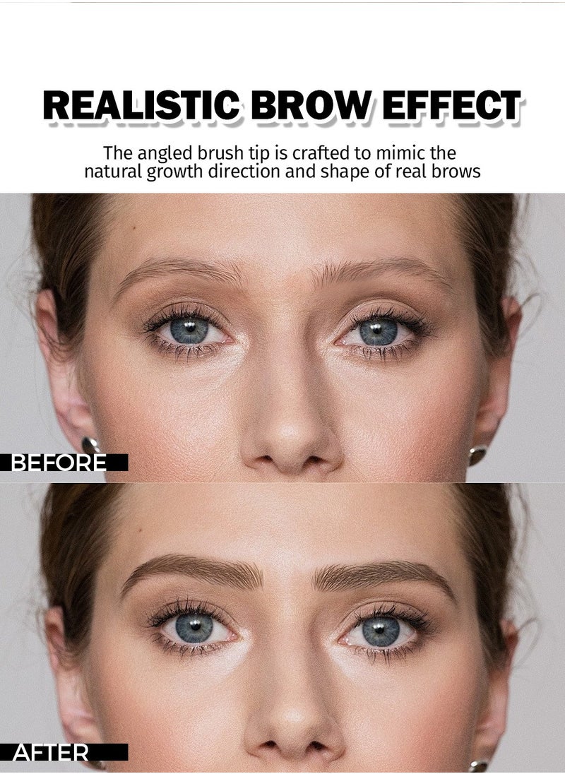 انجلي كولور - قلم حواجب سائل Microblading بفرشاة بزاوية ، ضربات تشبه الشعر لتشكيل وملء طبيعي ، قلم حواجب مقاوم للماء سريع الجفاف يدوم طويلا للمبتدئين (# 02 رمادي داكن) - Image 1