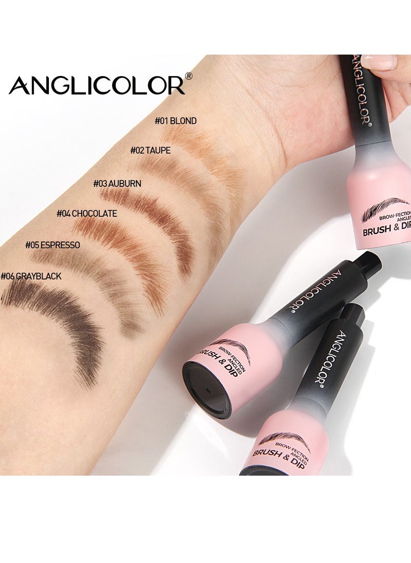 انجلي كولور - قلم حواجب سائل Microblading بفرشاة بزاوية ، ضربات تشبه الشعر لتشكيل وملء طبيعي ، قلم حواجب مقاوم للماء سريع الجفاف يدوم طويلا للمبتدئين (# 02 رمادي داكن) - Image 1