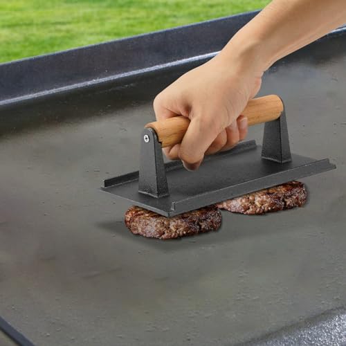ZBXFCSH BBQ Accessories 12 Inch Round Stainless Steel Basting Cover - Cheese Melting Dome Rectangle Cast Iron Grill Press Kit for Hamburger Bacon Steak, Best for Blackstone Camp Chef Flat Top Griddle Grill - Image 4