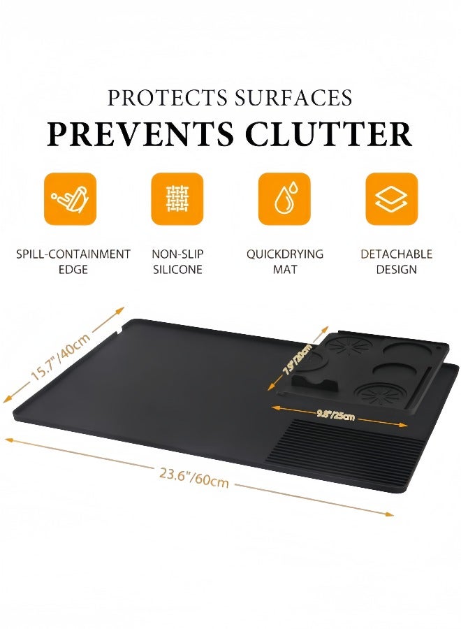 kangchoice 3-In-1 Silicone Coffee Mat with Tamper Pad, Drainage Area & Spill-Resistant Edge, Non-Slip Mat for Espresso Machines, Noise-Reduction & Versatile Kitchen Use, Heat Resistant Pad for Coffee Machines, Dinner Plates, Ice Cream Machines - Image 2